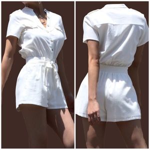 Bone White Romper with Pockets • Romper Size Medium